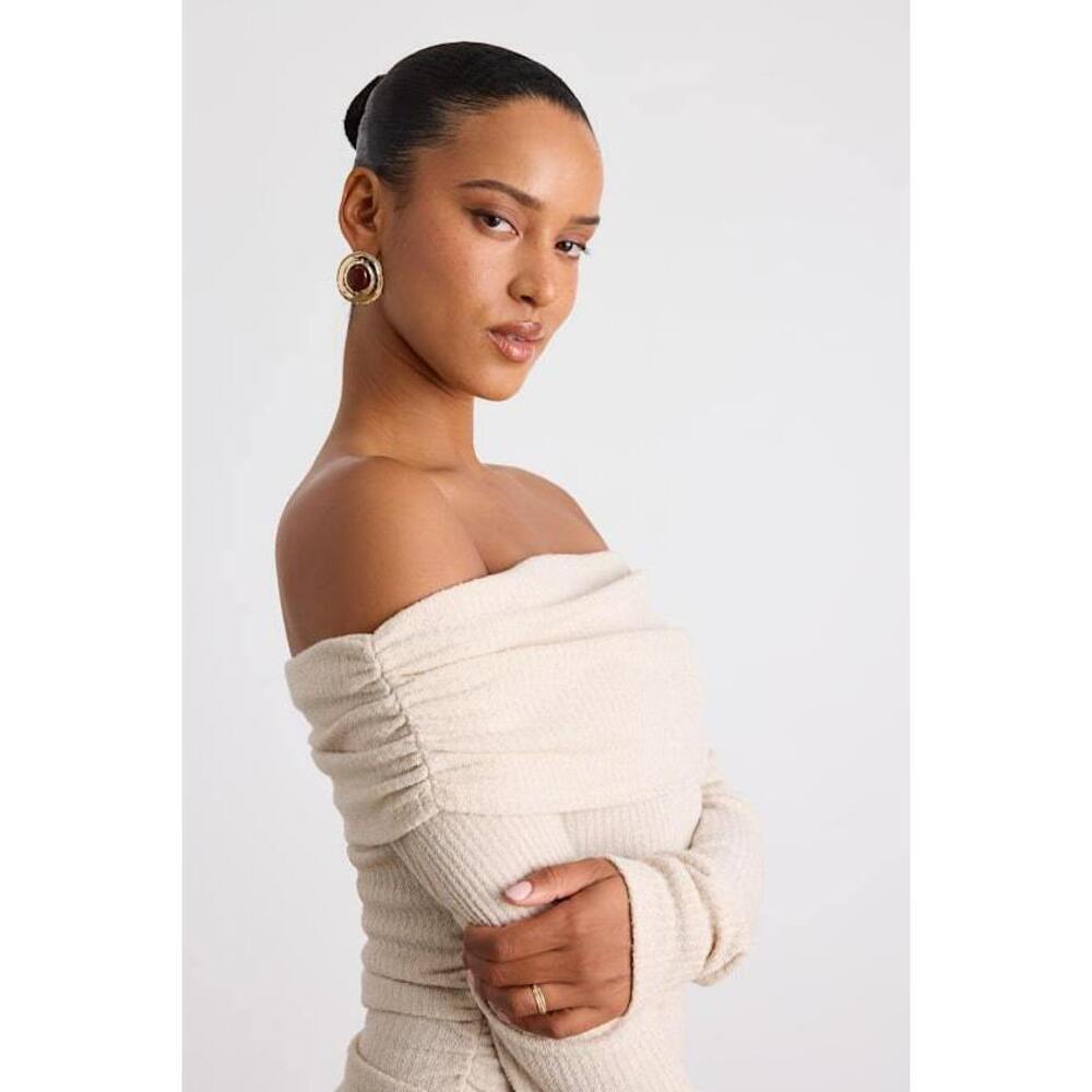 Lulus Coveted Favorite Cream Textured Off-the-shoulder Top White - Size S